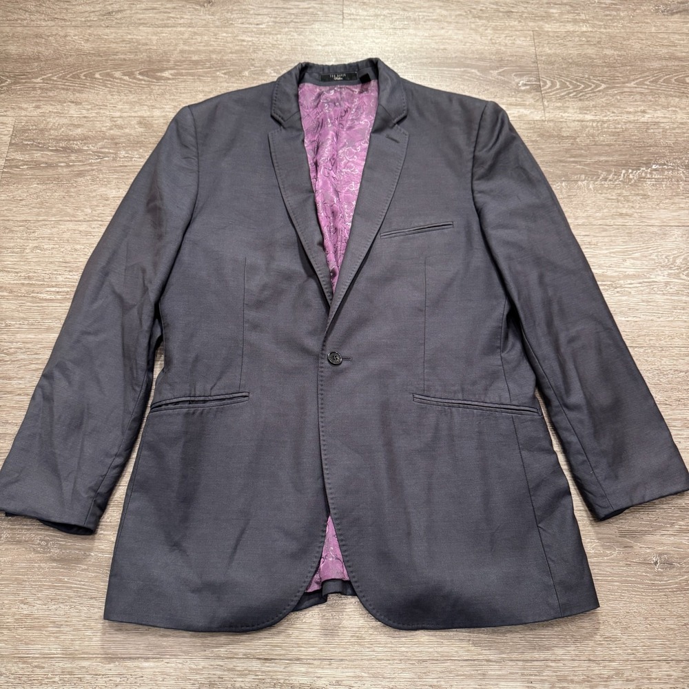 Ted Baker Sport Coat Mens 40 R Blue One‎ Button Double Vented Blazer Coat Lined
